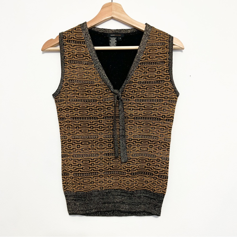 Vintage BCBG Metallic Sweater Vest Y2K